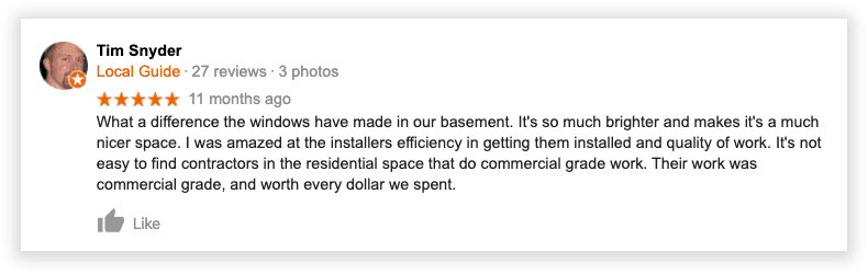 Glass Block Supplier Milwaukee Google Review